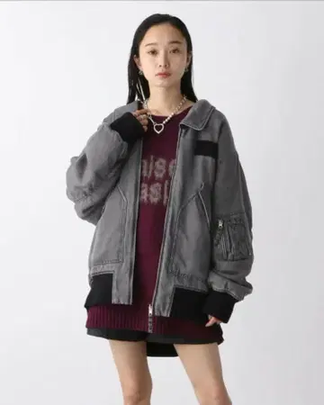 택 포함 새상품 JEANASIS RV 퍼 플라이트 자켓