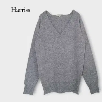 탄력 캐시미어 100% 니트 스웨터 V넥 그레이 S
