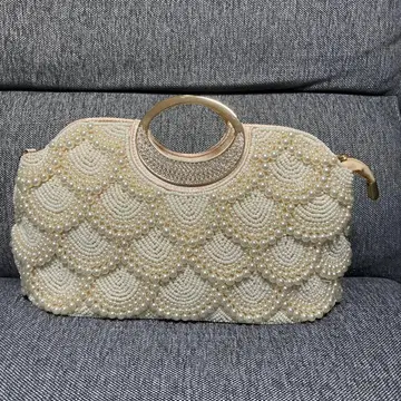 아이보리 펄 비즈 파티 백