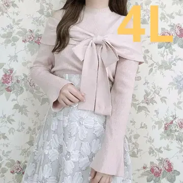 리본 오프숄더 니트 핑크 멜미 maki 시마무라 콜라보