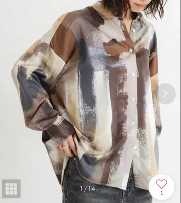 새상품급 URBAN RESEARCH 이지케어 컬러 블록 페인트 셔츠