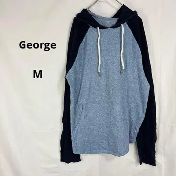 George 후드티 블루 x 네이비 [ M ] 코튼 혼방 후디 후드 부착