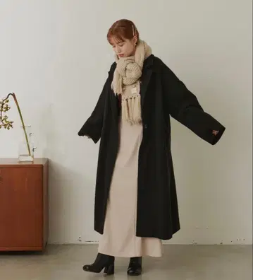 hinari 오버 사이즈 롱 코트 블랙 XS