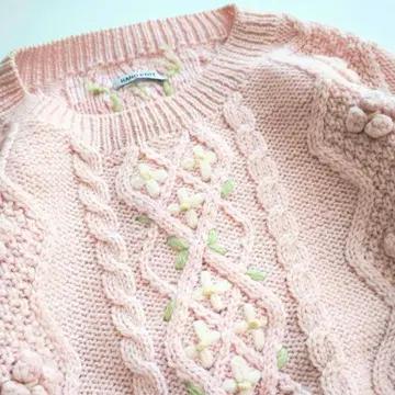 빈티지 꽃 모티브 니트 스웨터