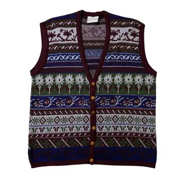 유로 구제 의류 니트 베스트 가디건 올 패턴 빈티지 X189