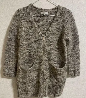 자유구 니트 지퍼 롱 가디건 그레이 집업 32 사이즈