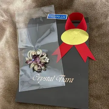 크리스탈 티아라 보라색 와인 레드 비쥬 브로치 앤티크