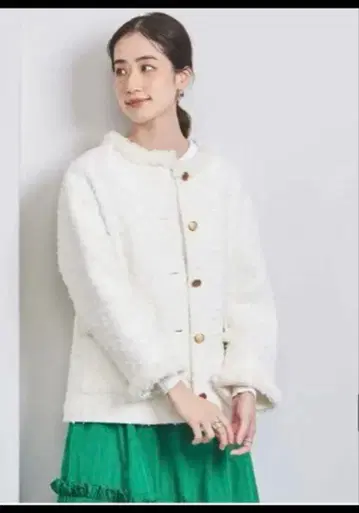 UNITED ARROWS 팬시 트위드 노카라 자켓 36