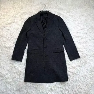 체스터 코트 S 다크 그레이 면 혼방 울 출퇴근 오피스 비즈니스