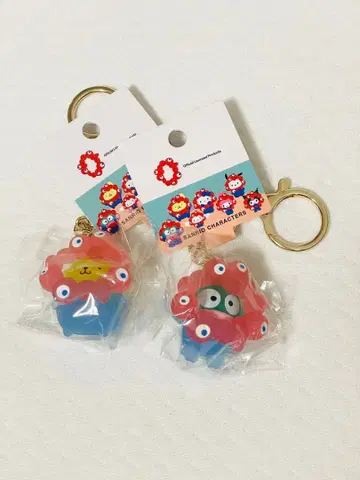 산리오 미야쿠미야쿠 클리어 컬러 키링 푸딩과 한교동 세트