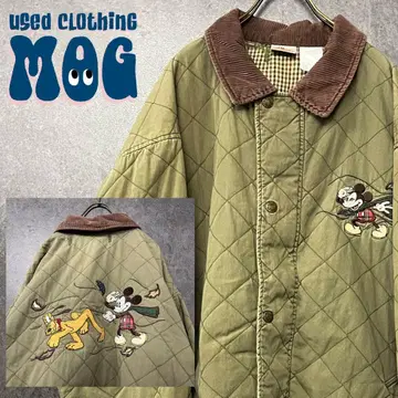 [ US 구제 의류 ] 디즈니 미키 퀼팅 자켓 자수 남성용 2XL