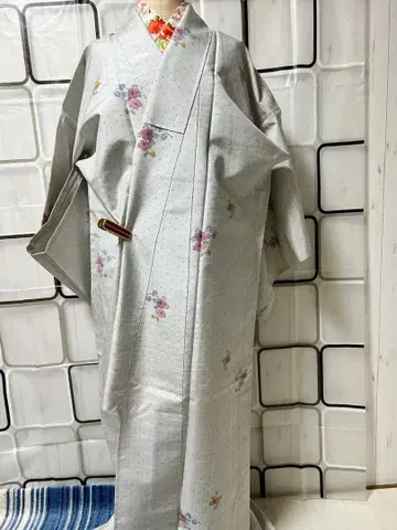 그레이 꽃무늬 명주 기모노 홑옷