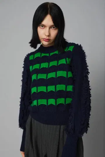 HeRIN.CYE 해린 도트사이 Knit design tops NVY