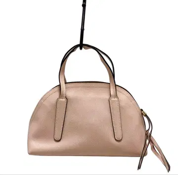 라이트 핑크 베이지 가죽 핸드백