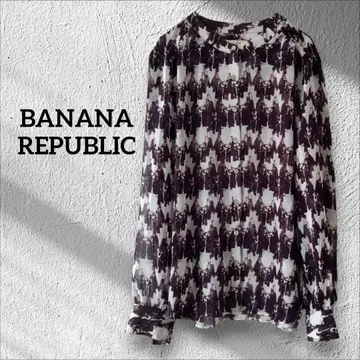 1점 한정 BANANA REPUBLIC 긴팔 셔츠 시스루 올 패턴 14호