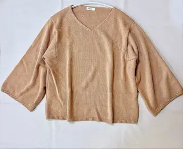 스픽 앤 스팬 V넥 니트 7부 소매 오렌지 베이지 볼륨 소매