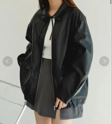 fupel 인조 가죽 리본 자켓