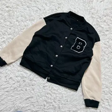 [ c6898 ] SHEIN 바시티 자켓 블랙 베이지 긴팔