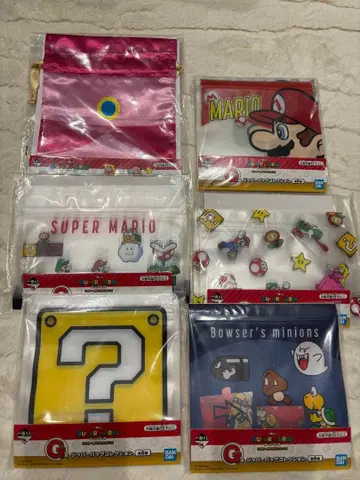 슈퍼 마리오 1번 복권 G상 지퍼 컬렉션 E상 복조리 6개 세트