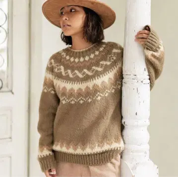 sandlessmoon 니트 가디건 노르딕 무늬