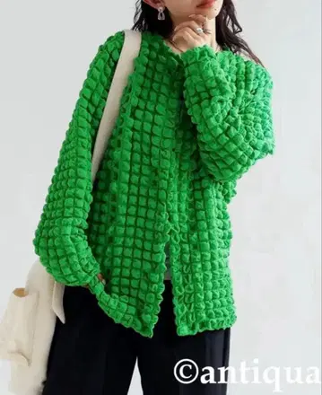 [ 시착만 한 상품 ] antiqua 안티카 포코포코 원단 가디건 그린