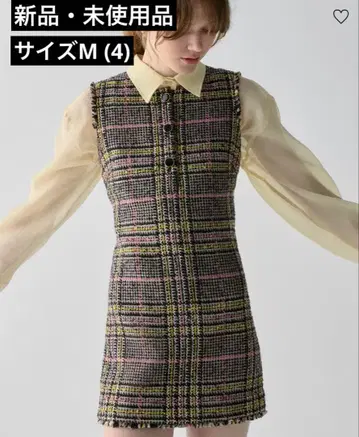 케이트 스페이드 체크 에나멜 버튼 트위드 드레스 원피스