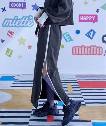 miette 사이드 라인 라메 쭈리 스커트