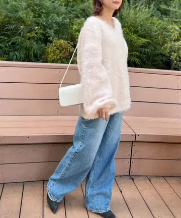 Rouge vif 샤기 니트 풀오버 핑크 베이지