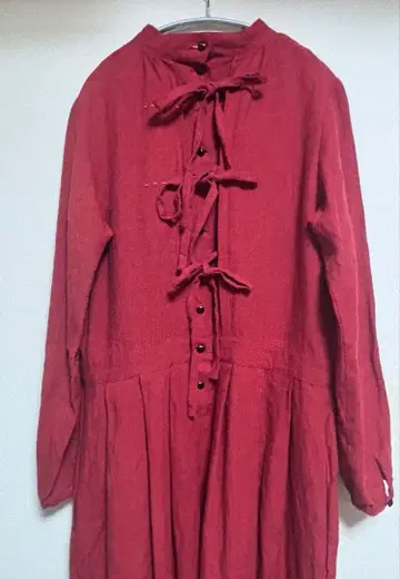 빨간색 린넨 원피스