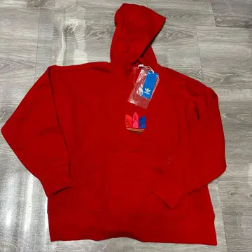 adidas 후드 부착 후드티 레드