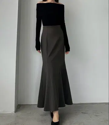 Louere 하이웨스트 플레어 머메이드 스커트