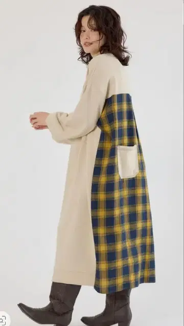 로데오 크라운 체크 도킹 원피스 롱 원피스