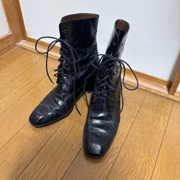 BASALTI 부츠 가죽 블랙 레이스업 부츠 스퀘어토 36 사이즈