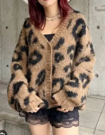 [ 완판템 ] EVRIS 샤기 애니멀 가디건