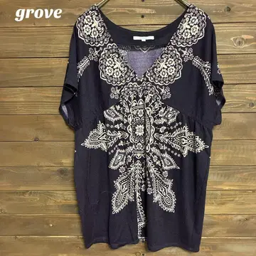 [그로브] grove 퍼플 튜닉 반팔 M