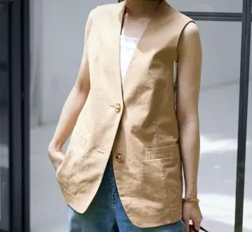 새상품급 슬로브 이에나 프렌치 린넨 코튼 베스트
