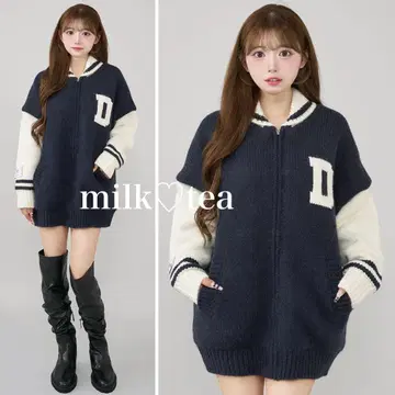 택 포함 새상품 다리치 THE Social CLUB 니트 블루종 네이비