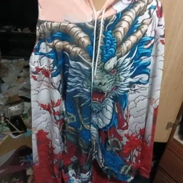 드래곤 아트 후드티 후드 부착