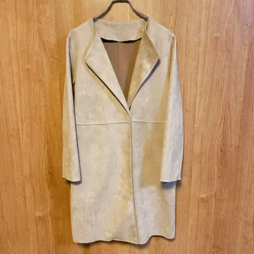 롱 코트 노카라 코트 스웨이드 느낌 베이지 9호 M 사이즈