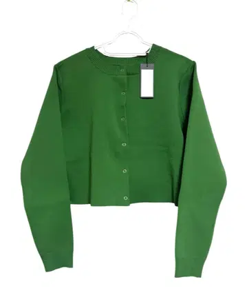미사용 새상품 택 포함 그린 가디건 스냅 버튼 숏 기장