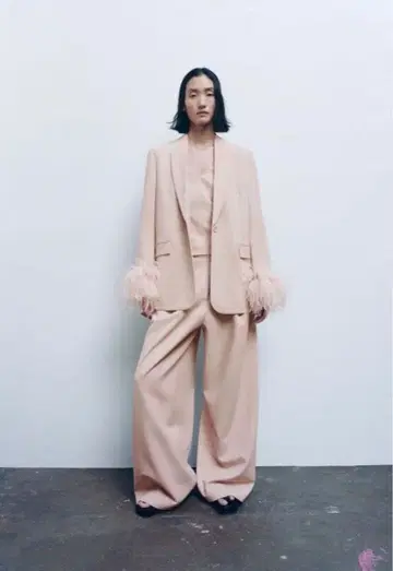 Zara 페더 자켓 핑크