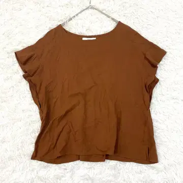 디스코트 DISCOAT 블라우스 M 브라운 프릴 소매 라운드넥