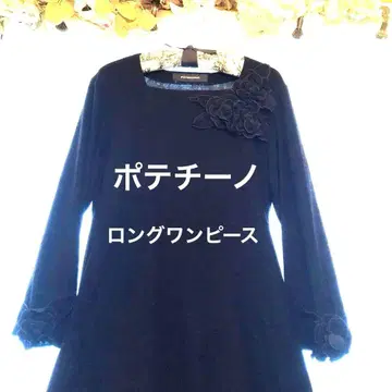 포테치노 블랙 컬러 꽃 롱 원피스