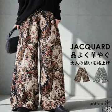antiqua 자카드 플라워 프린트 와이드 팬츠 large