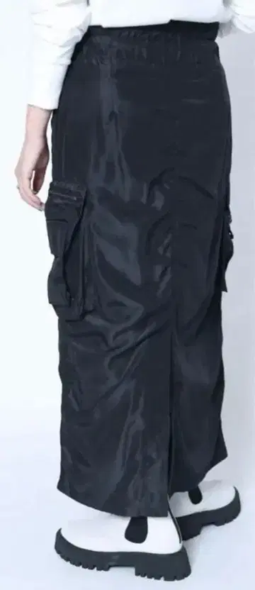 카고 스타일 나일론 롱 스커트 카키