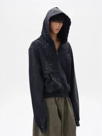 QS86 집업 후드티 블랙 집업 후드티