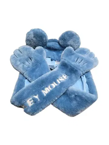 미키마우스 머플러 장갑 팬캡 파랑 블루