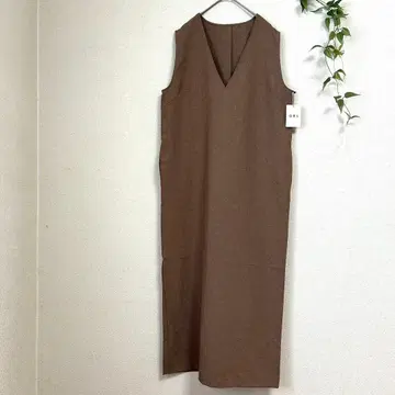 택 포함 새상품 GRL V넥 롱 원피스 브라운 F 오버롤 스커트