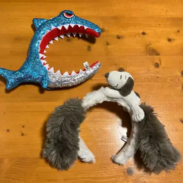 스누피 강아지 귀 머리띠 & 상어 머리띠 세트