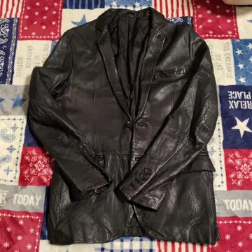 MODA CLASSIC 블랙 가죽 테일러드 자켓